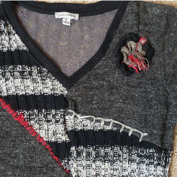 Y2K Linea Domani Mixed Pattern Sweater size Medium - Picture 2 of 8